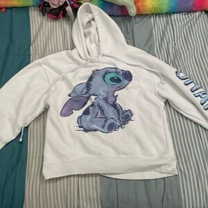 White stitch cropped hoodie